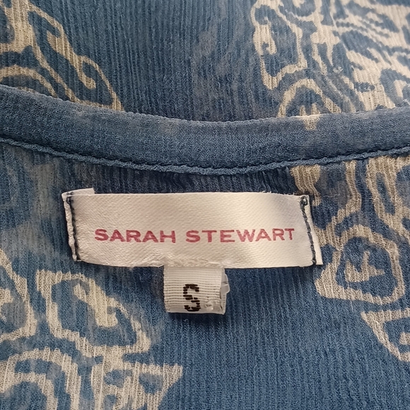 Sarah Stewart 100% Silk Sheer Artsy Printed Tunic Top - Picture 10 of 16